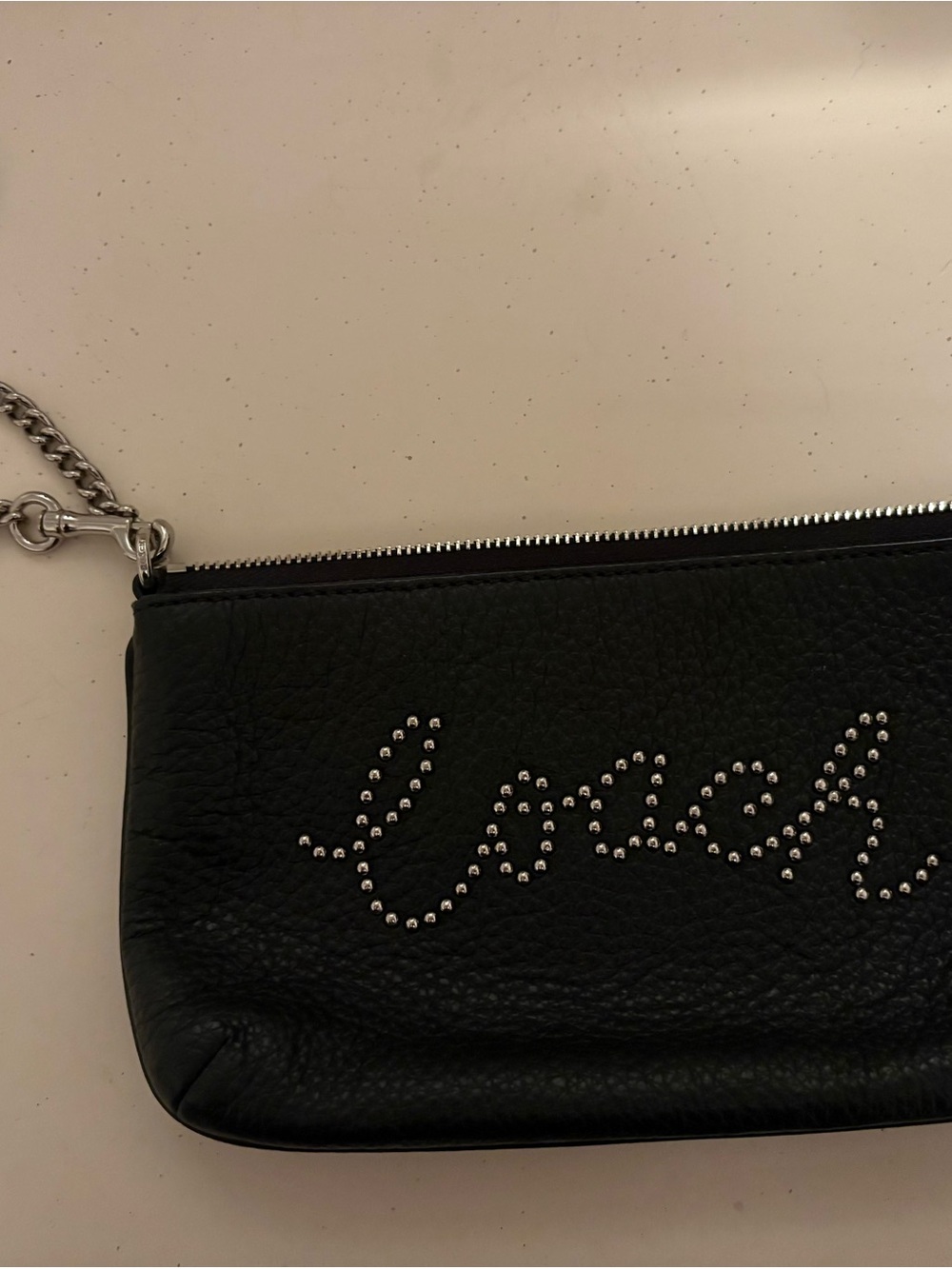 Coach Black Leather Studded Wristlet